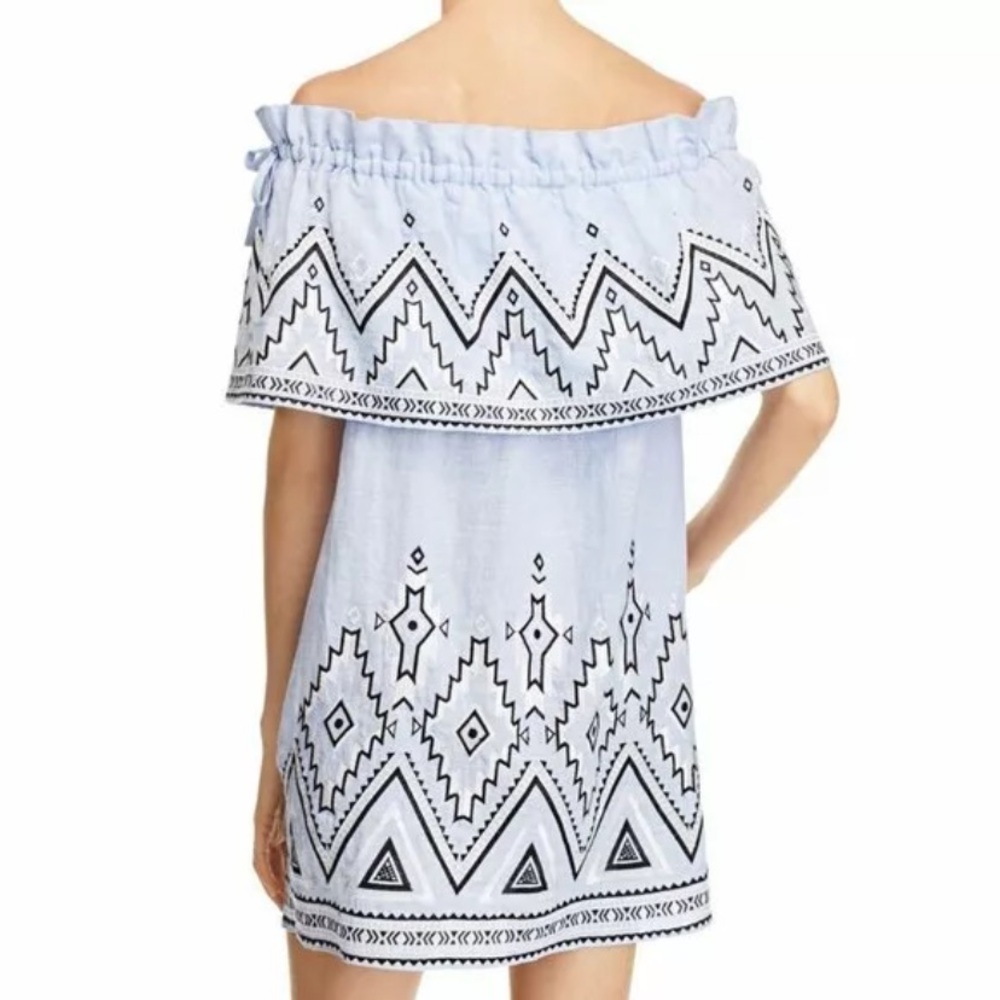 Parker linen embroidered Susie off shoulder dress M - Picture 2 of 8